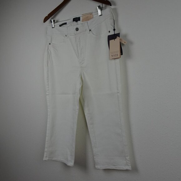 NYDJ Cropped Jeans Women's Plus Size 14W White Stretch Denim Marilyn Straight - Picture 3 of 13